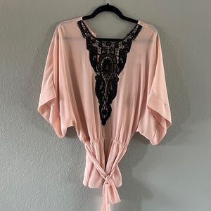 NWT pink and black lace top from NY & Co size L